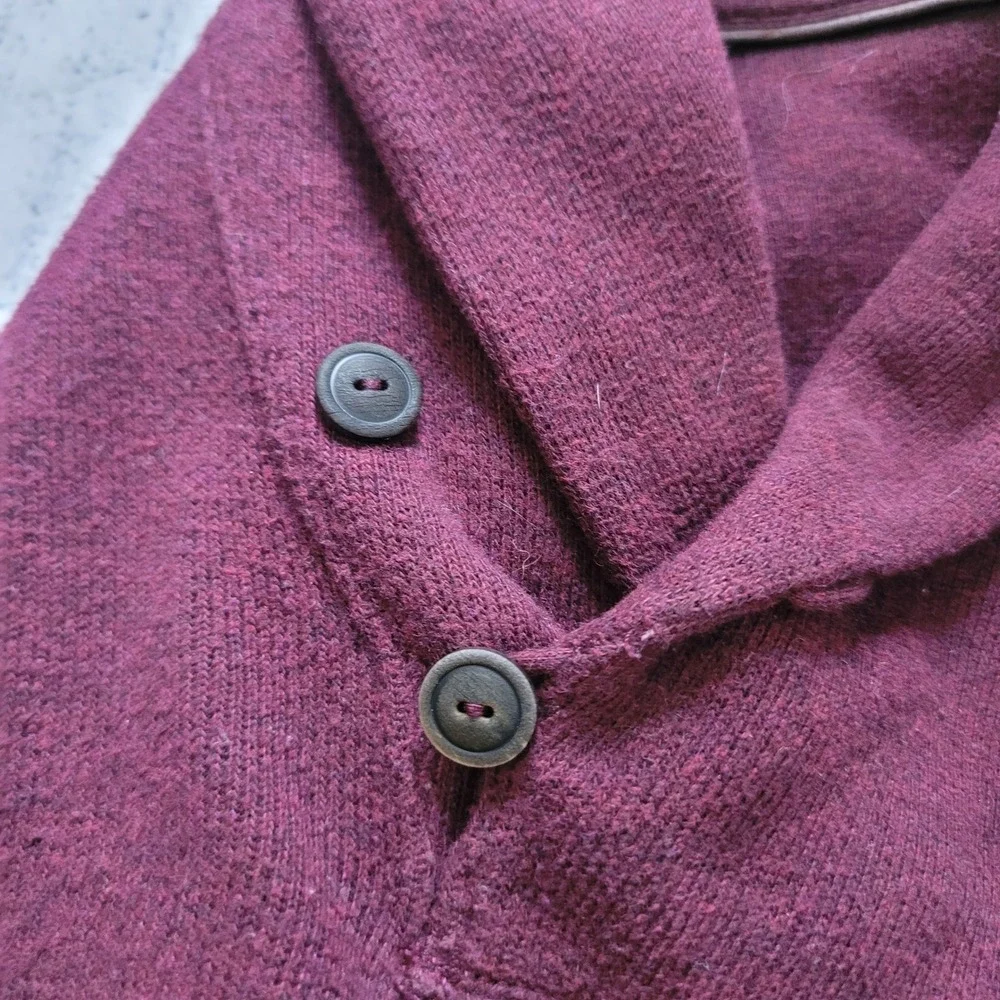 Polo Ralph Lauren Mens Shawl Collar Cotton Sweater‎ Burgundy Maroon M Pony Logo